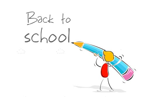 Abstract Girl with Giant Pencil and Back to School Text